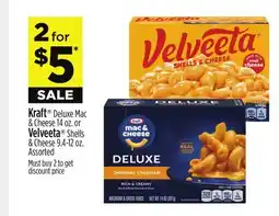 Dollar General Kraft Deluxe Mac & Cheese 14 oz. or Velveeta Shells & Cheese 9.4-12 oz offer