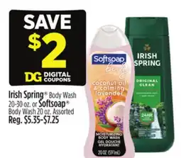 Dollar General Irish Spring Body Wash 20-30 oz. or Softsoap Body Wash 20 oz offer
