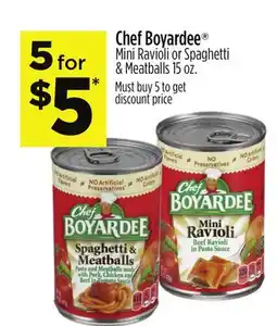 Dollar General Chef Boyardee Mini Ravioli or Spaghetti & Meatballs offer