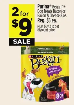 Dollar General Purina Beggin' Dog Treats Bacon or Bacon & Cheese offer