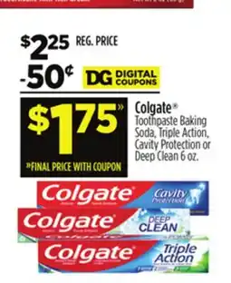 Dollar General Colgate Toothpaste Baking Soda, Triple Action, Cavity Protection or Deep Clean offer