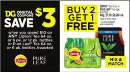 Dollar General Lipton Tea 12 pk. or Pure Leaf Tea 6 pk offer