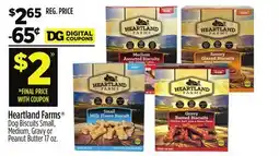 Dollar General Heartland Farms Dog Biscuits Small, Medium, Gravy or Peanut Butter offer