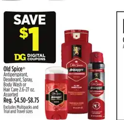 Dollar General Old Spice Antiperspirant, Deodorant, Spray, Body Wash or Hair Care offer