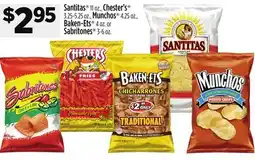 Dollar General Santitas 11 oz., Chester's 3.25-5.25 oz., Munchos 4.25 oz., Baken-Ets 4 oz. or Sabritones 3-6 oz offer