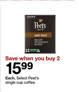 Target Select Peet's single cup coffee offer