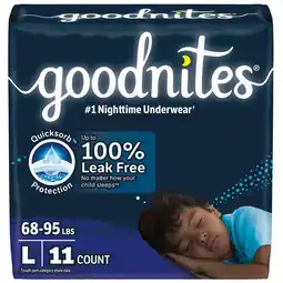 Walgreens Boys' Nighttime Bedwetting Underwear Large (68-95 lb.) offer