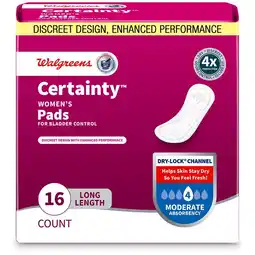 Walgreens Incontinence Pads, 4 Drop Moderate Absorbency Long Length offer