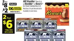 Dollar General Klondike Bars 6 ct. or Klondike or Reese's Ice Cream Sandwiches 4 ct offer