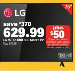 Meijer LG 75" 4K UHD HDR Smart TV offer