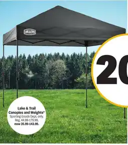 Meijer Lake & trail canopies and weights offer