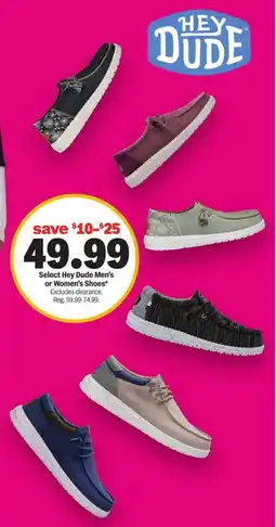 Meijer Select hey dude men's or women's shoes offer