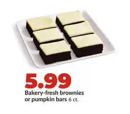 Hy-Vee Bakery-fresh brownies or pumpkin bars offer