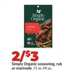Hy-Vee Simply Organic seasoning, rub or marinade offer