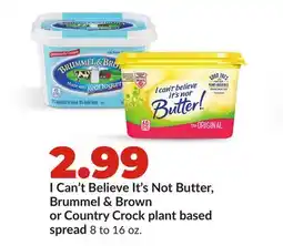 Hy-Vee I Can't Believe It's Not Butter, Brummel & Brown or Country Crock plant based spread offer
