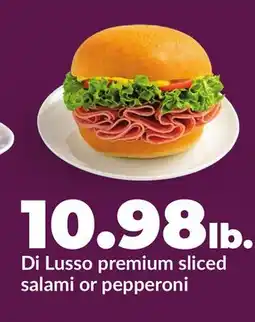 Hy-Vee Di Lusso premium sliced salami or pepperoni offer