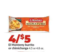 Hy-Vee El Monterey burrito or chimichanga offer