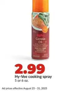 Hy-Vee Hy-Vee cooking spray offer