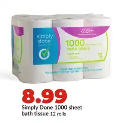 Hy-Vee Simply Done 1000 sheet bath tissue offer