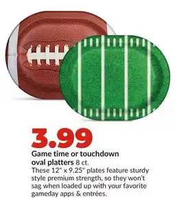 Hy-Vee Game time or touchdown oval platters offer