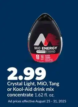 Hy-Vee Crystal Light, MiO, Tang or Kool-Aid drink mix concentrate offer