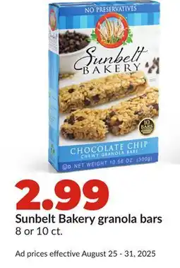 Hy-Vee Sunbelt Bakery granola bars offer