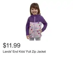 Costco Lands' End Kids' Full Zip Jacket offer