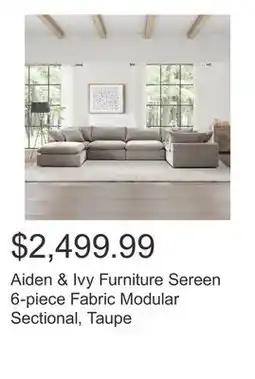 Costco Aiden & Ivy Furniture Sereen 6-piece Fabric Modular Sectional, Taupe offer