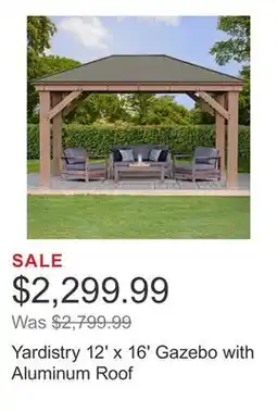 Costco Yardistry 12' x 16' Gazebo with Aluminum Roof offer