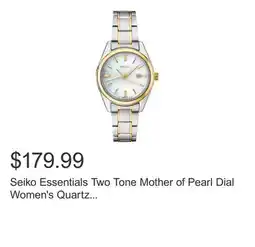 Costco Seiko Essentials Two Tone Mother of Pearl Dial Women's Quartz Watch, 29.8mm offer