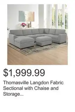 Costco Thomasville Langdon Fabric Sectional with Chaise and Storage Ottoman, Gray offer
