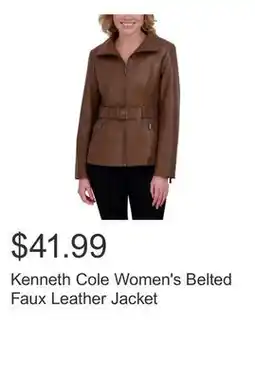 Costco Kenneth Cole Women's Belted Faux Leather Jacket offer