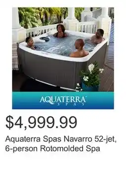 Costco Aquaterra Spas Navarro 52-jet, 6-person Rotomolded Spa offer