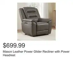 Costco Mason Leather Power Glider Recliner with Power Headrest offer