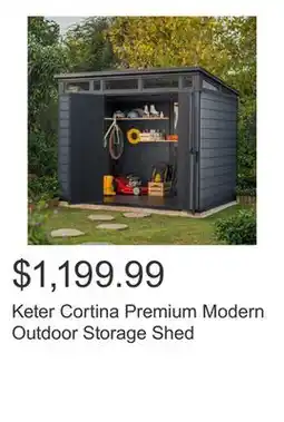 Costco Keter Cortina Premium Modern Outdoor Storage Shed offer
