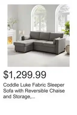 Costco Coddle Luke Fabric Sleeper Sofa with Reversible Chaise and Storage, Gray offer