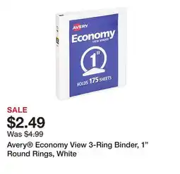 Office Depot Avery Economy View 3-Ring Binder, 1 Round Rings, White offer