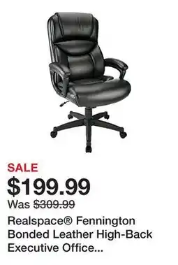 Office Depot Realspace Fennington Bonded Leather High-Back Executive Office Chair, Black, BIFMA Compliant offer