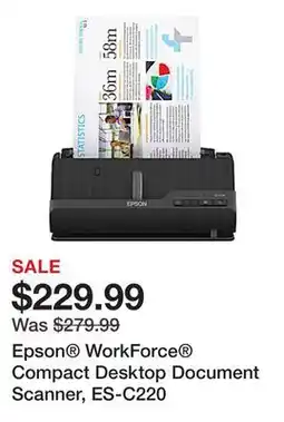Office Depot Epson WorkForce Compact Desktop Document Scanner, ES-C220 offer