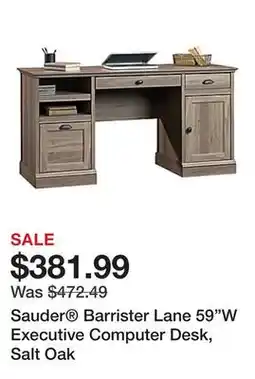 Office Depot Sauder Barrister Lane 59W Executive Computer Desk, Salt Oak offer