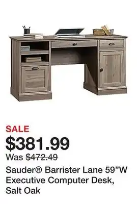 Office Depot Sauder Barrister Lane 59W Executive Computer Desk, Salt Oak offer