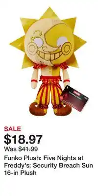 Game Stop Funko Plush: Five Nights at Freddy's: Security Breach Sun 16-in Plush offer