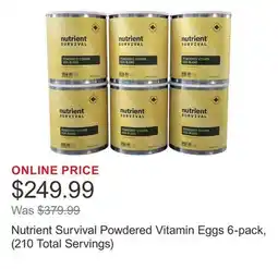 Costco Nutrient Survival Powdered Vitamin Eggs 6-pack, (210 Total Servings) offer