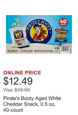 Costco Pirate's Booty Aged White Cheddar Snack, 0.5 oz, 40-count offer