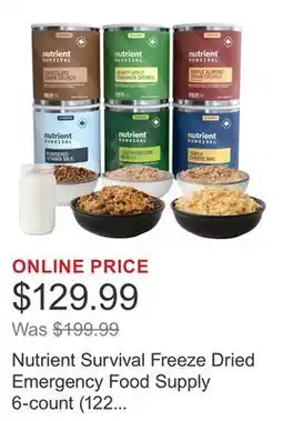 Costco Nutrient Survival Freeze Dried Emergency Food Supply 6-count (122 Total Servings) offer