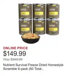 Costco Nutrient Survival Freeze Dried Homestyle Scramble 6-pack (60 Total Servings) offer