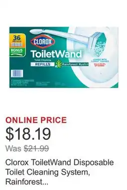 Costco Clorox ToiletWand Disposable Toilet Cleaning System, Rainforest Rush, 1 Wand & 36 Refills offer