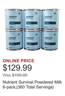 Costco Nutrient Survival Powdered Milk 6-pack,(360 Total Servings) offer