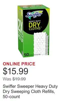 Costco Swiffer Sweeper Heavy Duty Dry Sweeping Cloth Refills, 50-count offer
