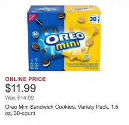 Costco Oreo Mini Sandwich Cookies, Variety Pack, 1.5 oz, 30-count offer